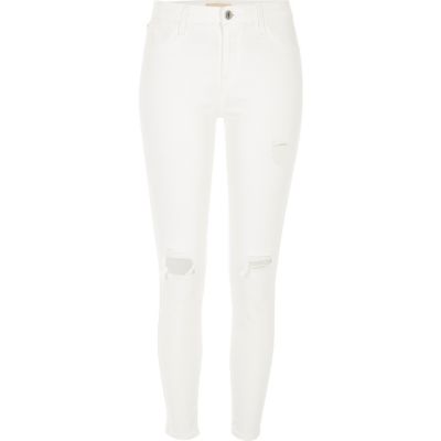 White Amelie super skinny ripped jeans